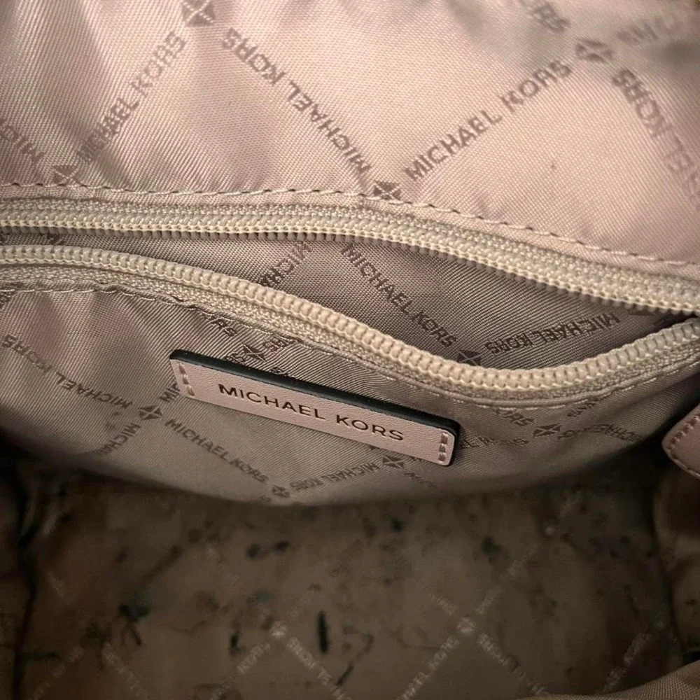 Michael Kors Avril Small Satchel Pink MK Logo Crossbody Purse Designer Purse